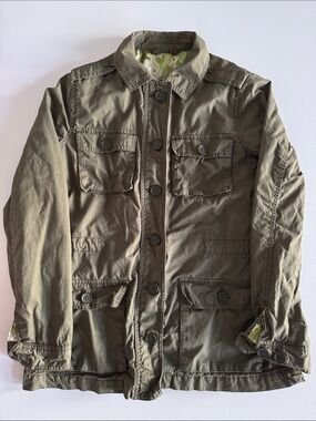 Vince Camuto Olive Utility Jacket w/ Abstract Camo Lining - Style WS14OT1025